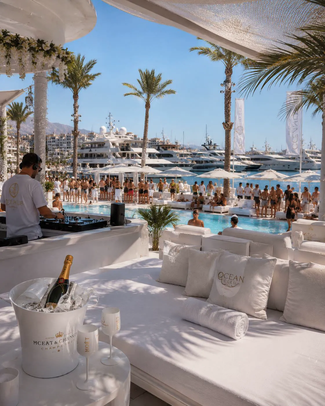 Beach club al atardecer