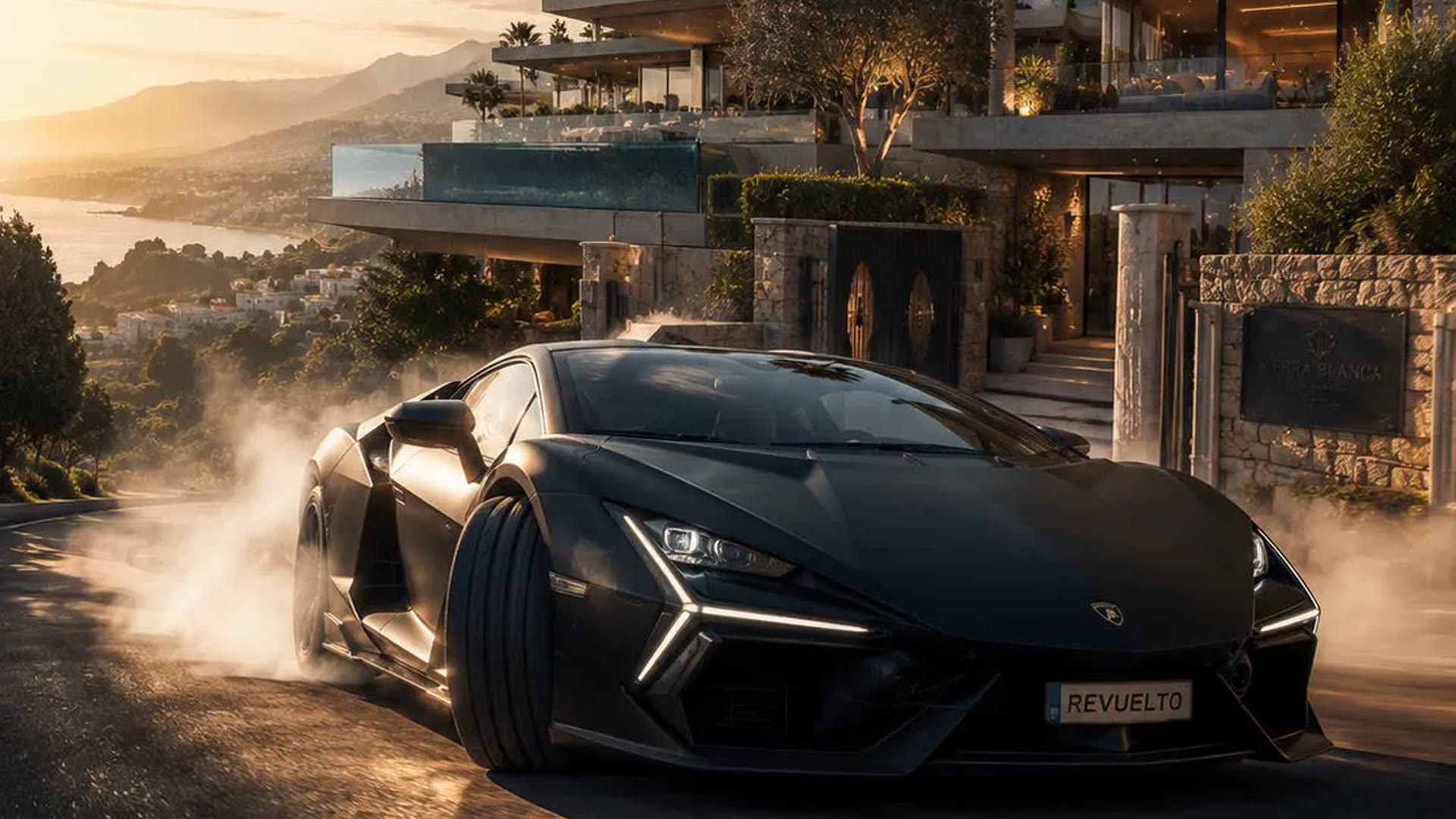 Lamborghini y mansión